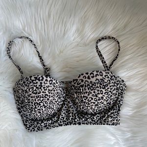 Padded bustier cheetah/leopard print bikini top